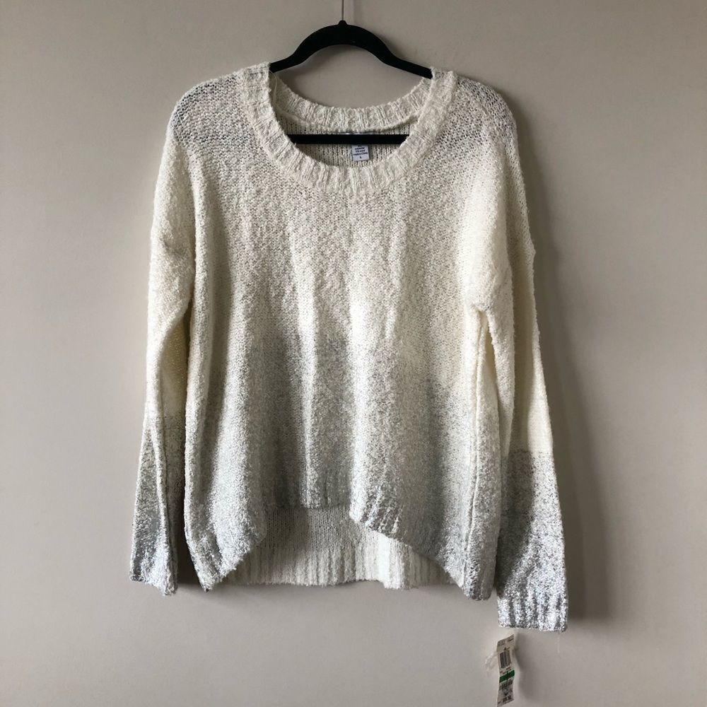 Nwt-Bar Iii Cream & Silver Ombré Sweater